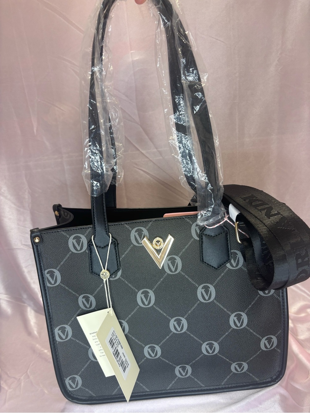 NWT Valentino Orlandi Black Logo Tote Crossbody